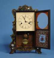 E & A Ingraham Scroll Front Mantel Clock