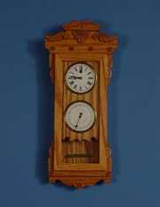 Mini Oak Double Dial Calendar Wall Clock