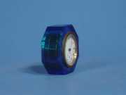 E N Welch Blue Glass Paper Weight Clock