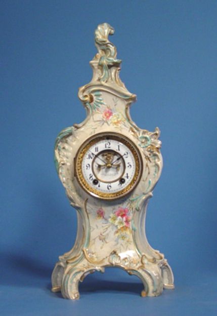 Ansonia Royal Bonn Porcelain Mantel Clock