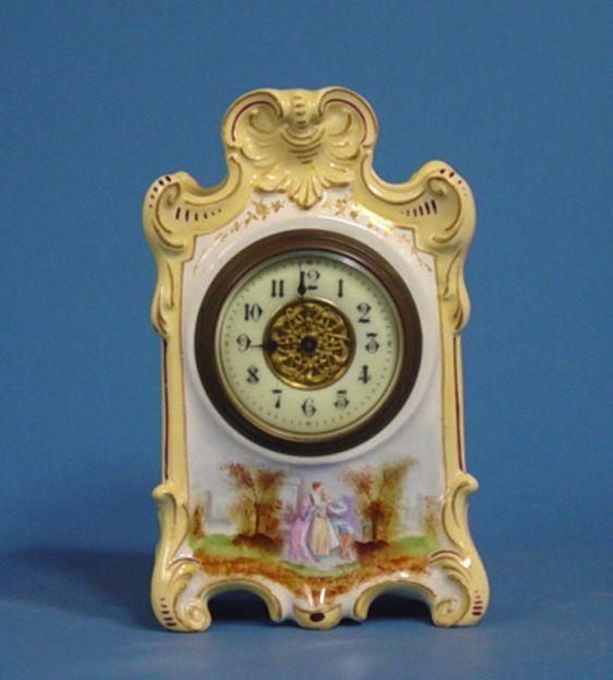 Yellow Porcelain French Mantel Clock