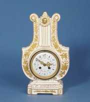 Musical Motif Lyre Porcelain Mantel Clock