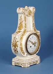 Musical Motif Lyre Porcelain Mantel Clock