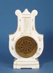 Musical Motif Lyre Porcelain Mantel Clock