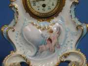 Large French Porcelain Case Mantel Clock