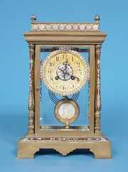 Champleve Crystal Regulator Mantel Clock