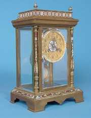 Champleve Crystal Regulator Mantel Clock