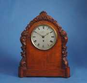 English Fusee Carved Oak Bracket Clock