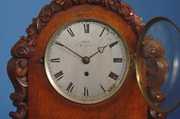 English Fusee Carved Oak Bracket Clock