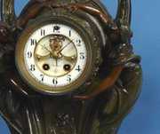 Gilbert Cariatides Nouveau Mantel Clock Set