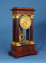 Large Mahogany Empire Mantel Clock