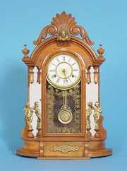 Waterbury Walnut Mirrorside Mantel Clock