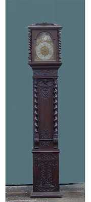 Large Early Carved Italian Grandfather Clock