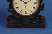 English Fusee Carved Mahogany Library Clock