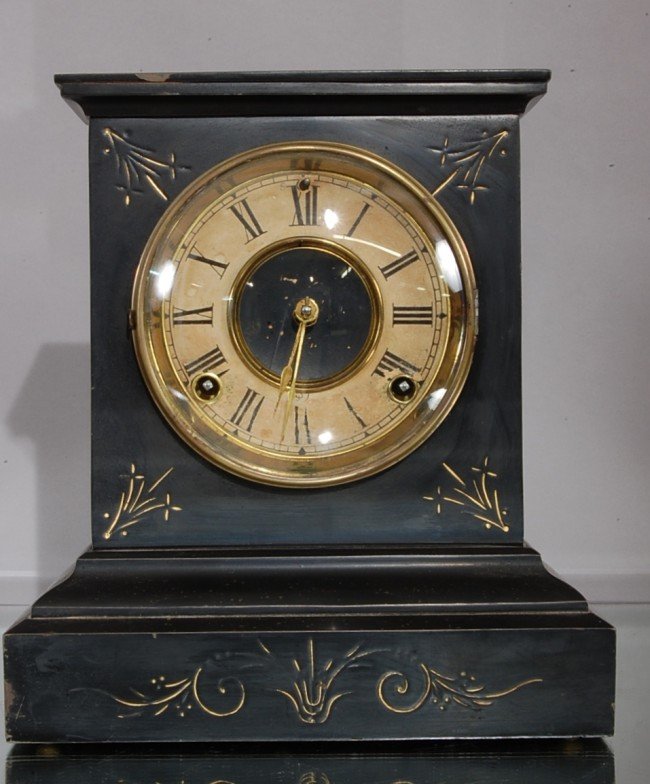 Ansonia Victorian style cast iron mantel clock