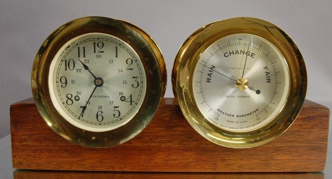 Seth Thomas Bell Clock Barometer Combination