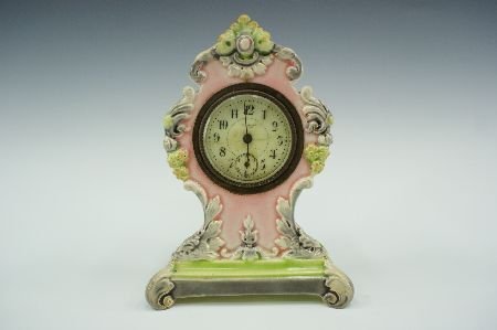 NEW HAVEN MAJOLICA CHINA CASE CLOCK