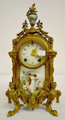 New Haven “Lenore” Painted Porcelain Mantel Clock