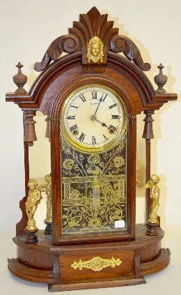 Ingraham Mirror Side Walnut Parlor Clock