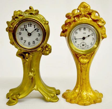 2 Antique Floral Novelty Clocks