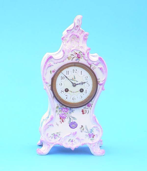 French Marti Hand painted China Mantel Clock