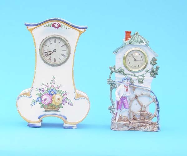 Two Small German China Clocks