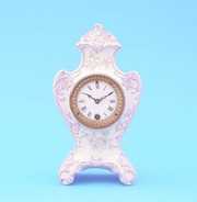 Ansonia White & Pink China Mantel Clock