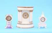 Three Small German Porcelain Mantel Clocks