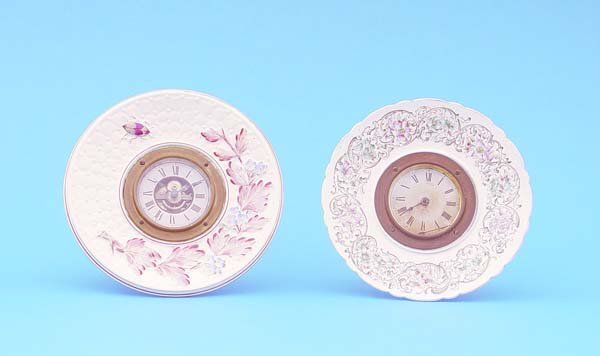 Two New Haven China Plate Mantel Clocks