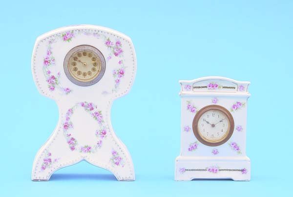 Two Small German Porcelain Clocks