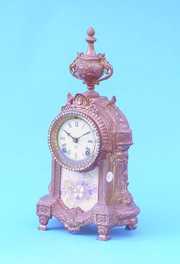 Ansonia Ormolu Porcelain Panel Mantel Clock