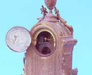 Gilt Metal Mantel Clock With Porcelain Panels