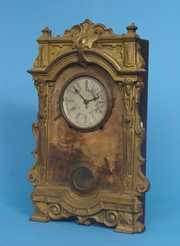 Rare Harlem Clock Co. Iron Front Mantel Clock