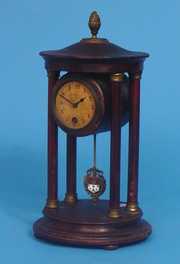 Round Mahogany Portico Mantel Clock