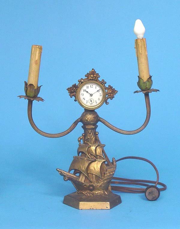 Nautical Double Lamp Figural Mantel Clock
