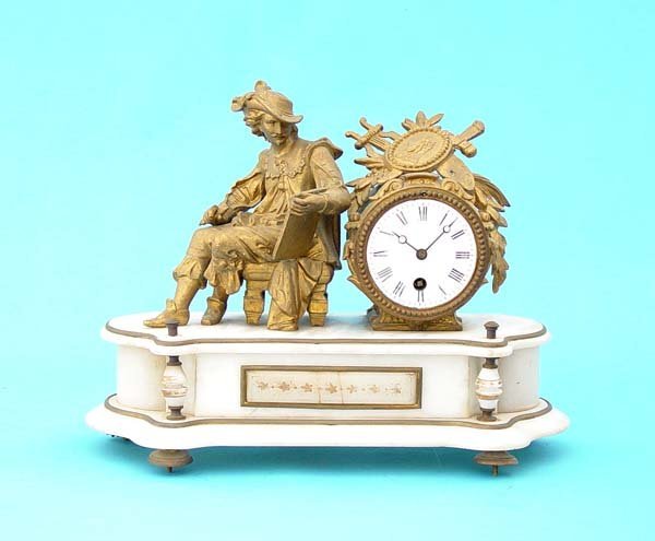 French Marble Statue Mantel Clock