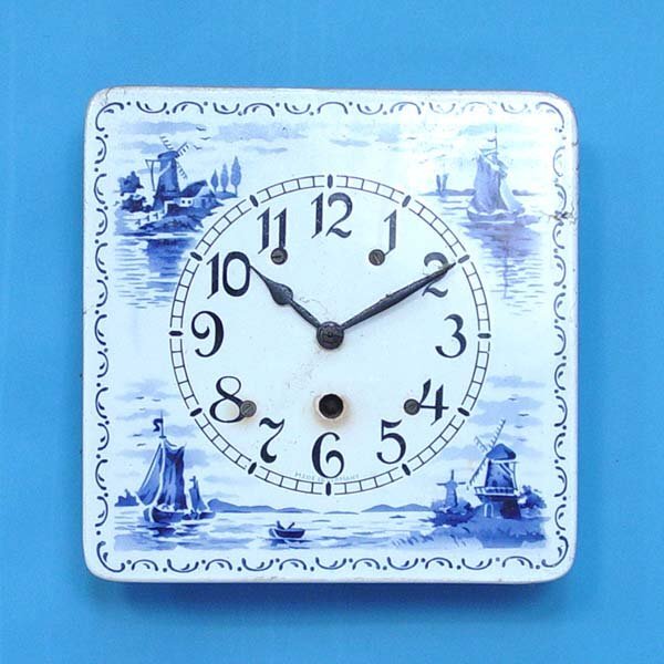 Square Delft Blue & White Wall Clock