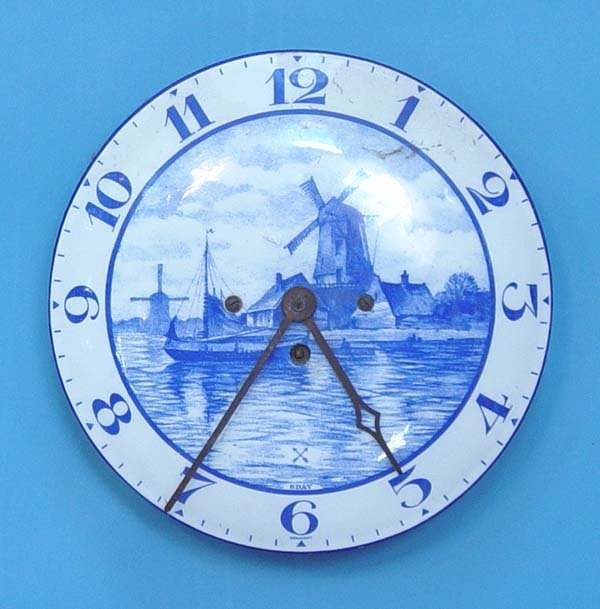Convex Enamel Delft Blue & White Wall Clock