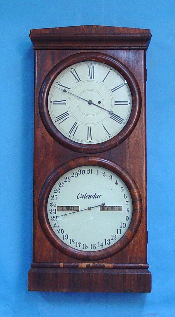 Large Seth Thomas Double Dial Calendar Clock
