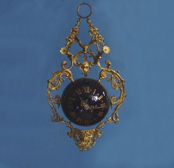 Unusual Ormolu Cobalt Blue Hanging Clock