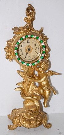 Metal Figural Cherub Novelty Clock