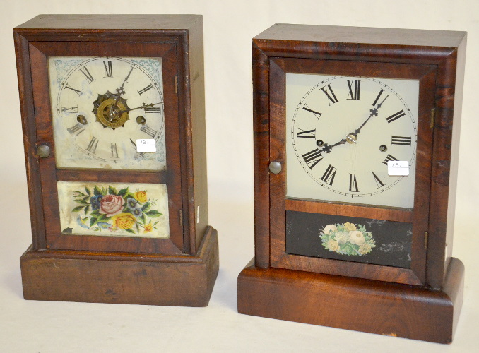2 Antique Rosewood Cottage Clocks, Waterbury and Unmarked