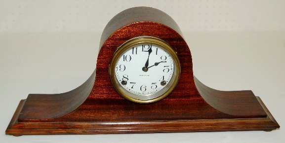 Ingraham Tambour Mantel Clock, Mahogany