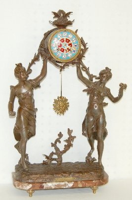 Antique S. Marti French Double Lady Statue Clock