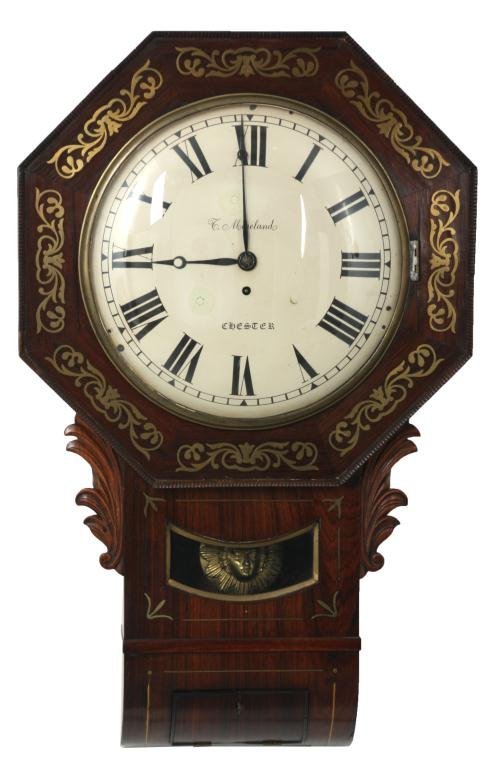 English Fusee Rosewood Wall Clock