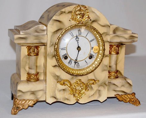 Waterbury Faux Marble Painted Mantel Clock