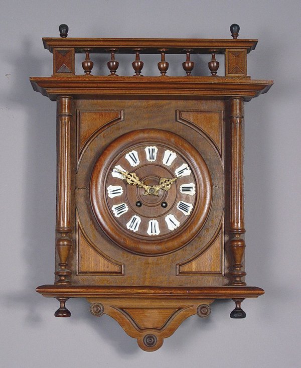 French Carved Walnut Wall Clock