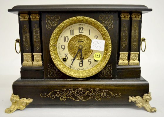 Ingraham Black Enamel Mantel Clock