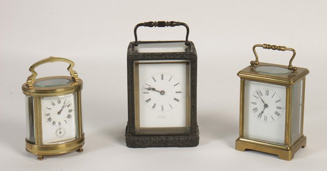 3 CARRIAGE CLOCKS C.1900 FRENCH BAILEY & COMPANY