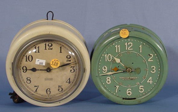 Two Hamilton Sangamo Electric Wall Clocks NR